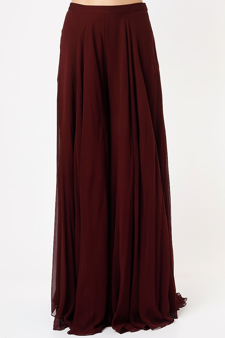 Wine Georgette Palazzo Pant Set by Mahima Mahajan at Pernia's Pop Up Shop