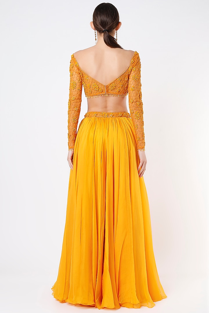Mustard Organza Wedding Lehenga Set by Mahima Mahajan at Pernia's Pop Up Shop