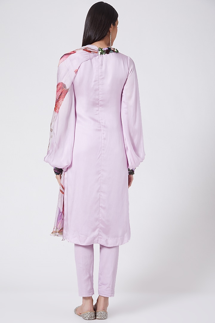 Mauve Embroidered & Printed Kurta Set by Mahima Mahajan at Pernia's Pop Up Shop
