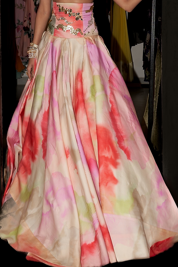 MehfileRang Printed Organza Lehenga Set