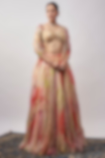 Multi-Colored Organza Printed Wedding Lehenga Set by Mahima Mahajan at Pernia's Pop Up Shop