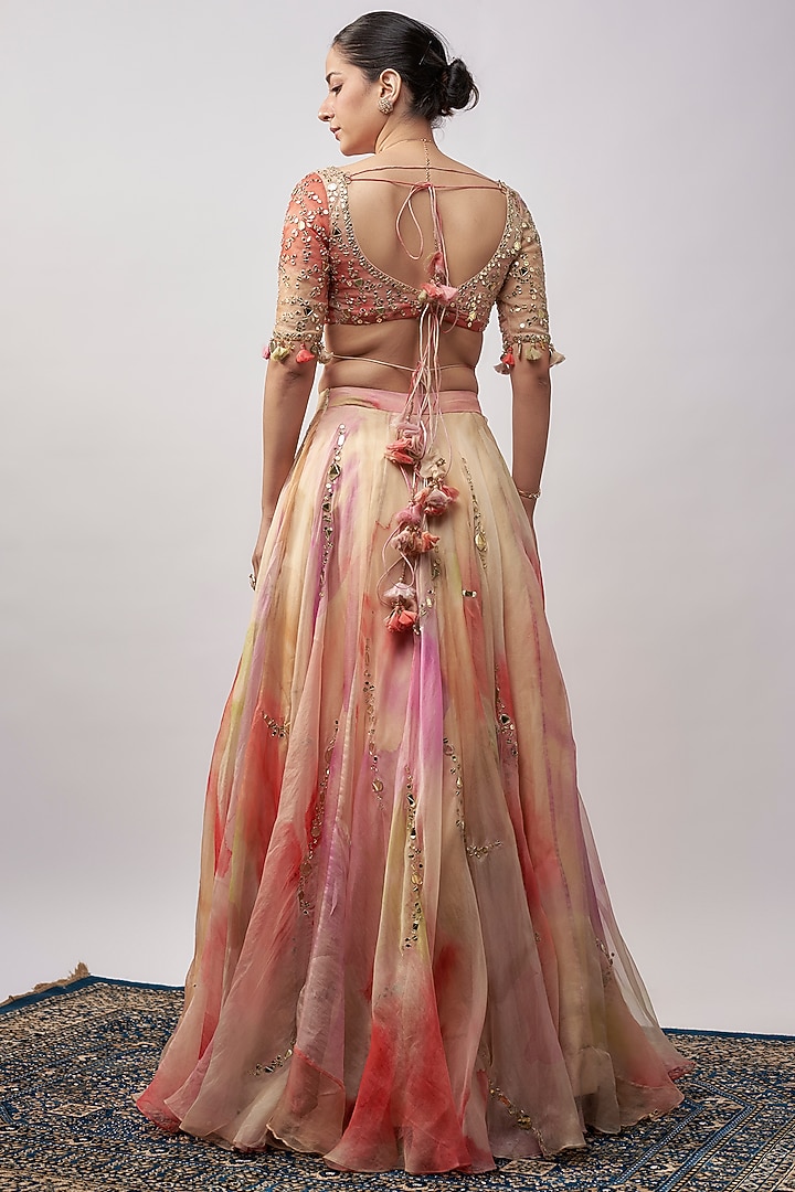 Multi-Colored Organza Printed Wedding Lehenga Set by Mahima Mahajan at Pernia's Pop Up Shop