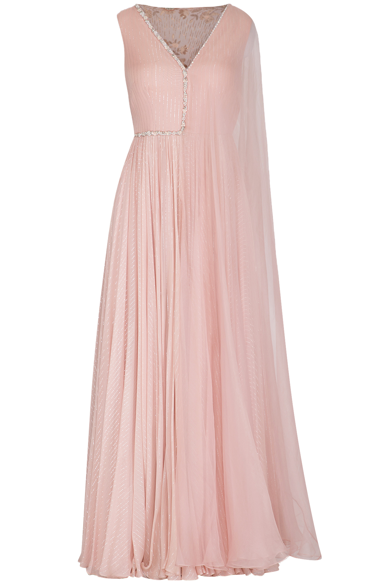 designer gowns with attached dupatta