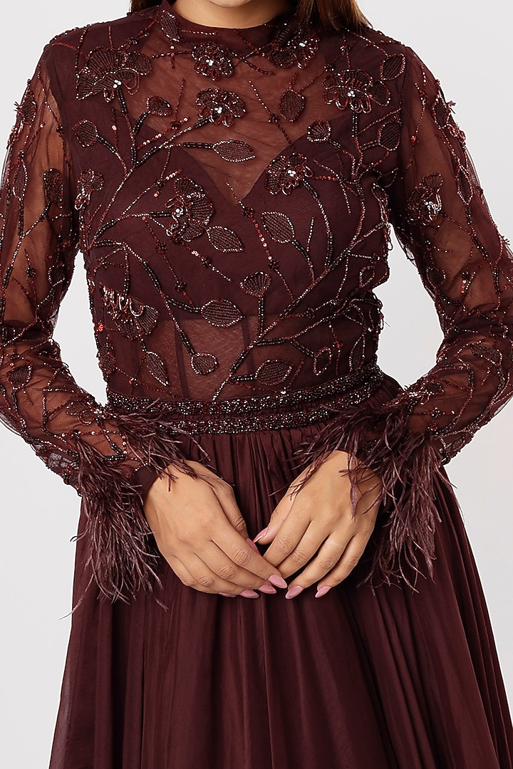 Wine Embroidered Wedding Anarkali by Mahima Mahajan at Pernia's Pop Up Shop