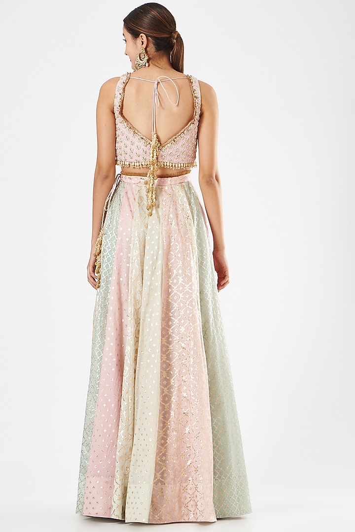 Multi-Colored Banarasi Chanderi Wedding Lehenga Set by Mahima Mahajan at Pernia's Pop Up Shop