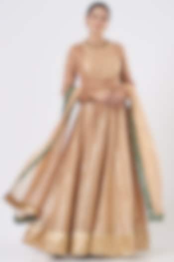 Nude Chanderi Wedding Anarkali Set by Mahima Mahajan at Pernia's Pop Up Shop