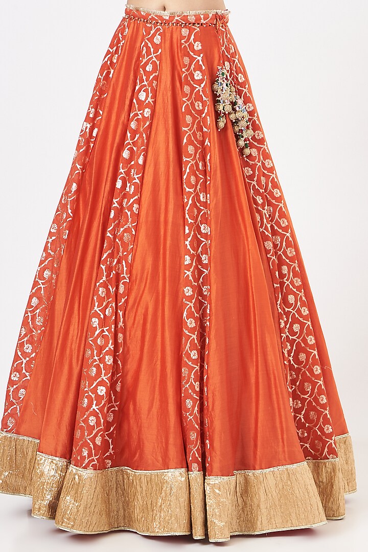 Orange Embroidered Wedding Lehenga Set by Mahima Mahajan at Pernia's Pop Up Shop