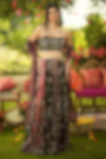 Multi-Colored Organza Hand Embroidered Panelled Bridal Sharara Set by Mahima Mahajan at Pernia's Pop Up Shop