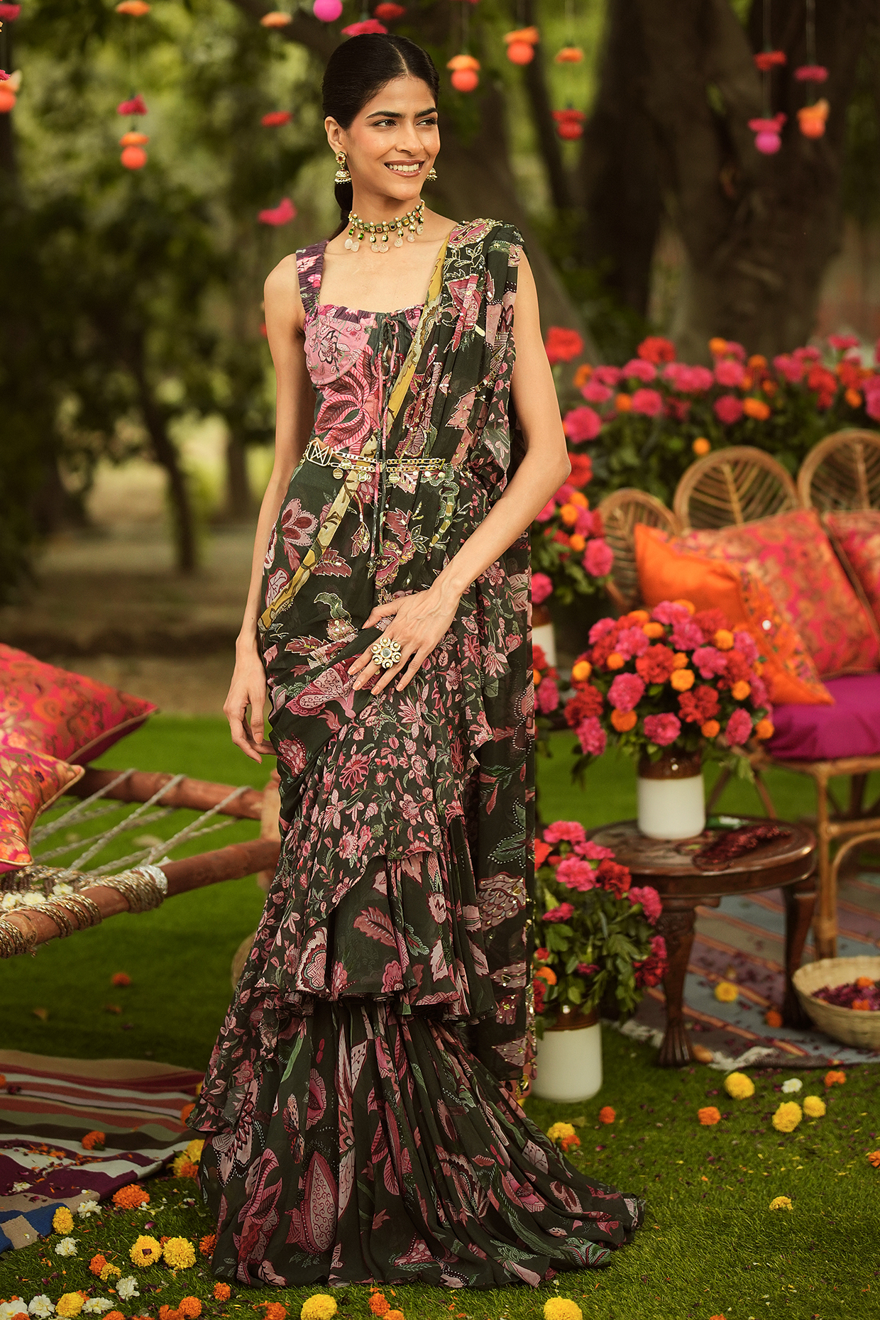 Pine Green Twill Lycra Corset Top by Mahima Mahajan at Pernia's Pop Up Shop
