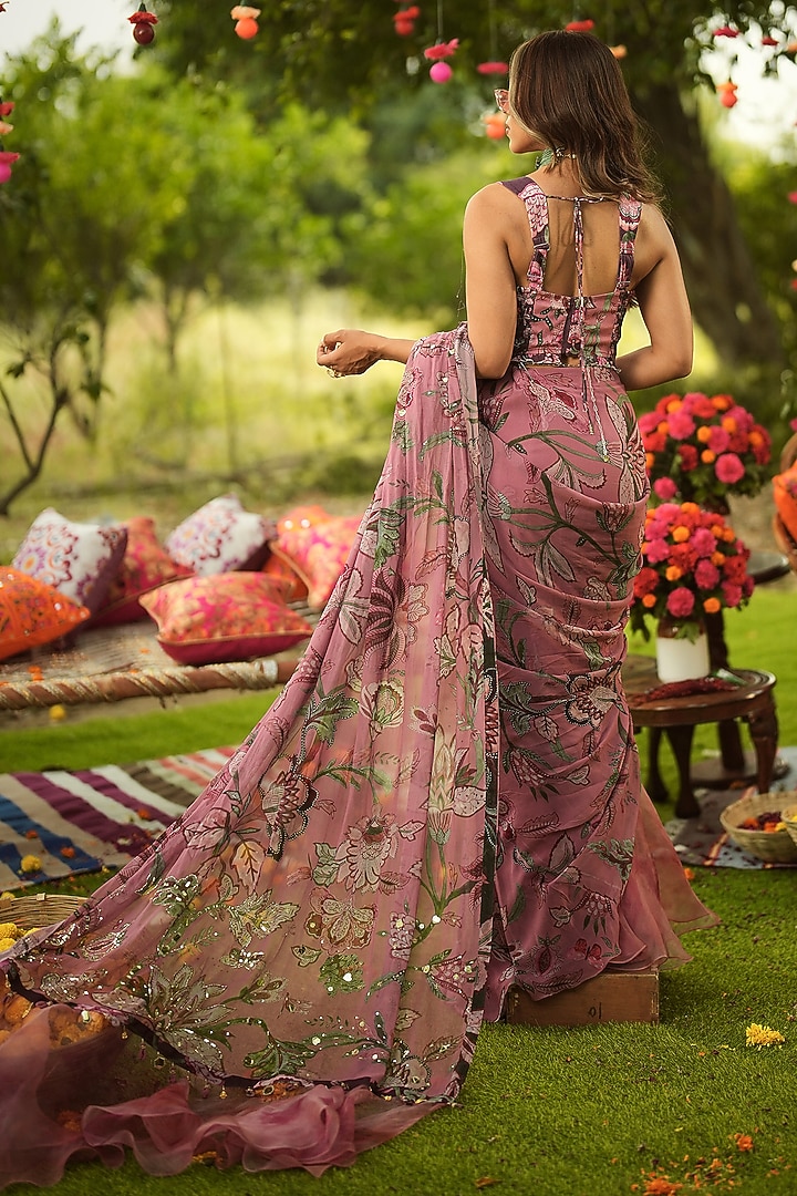 Warm Bubblegum Pink Twill Lycra Corset Top by Mahima Mahajan at Pernia's Pop Up Shop