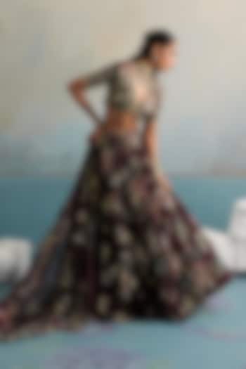 Mulberry Silk Organza Printed Bridal Lehenga Set by Mahima Mahajan at Pernia's Pop Up Shop