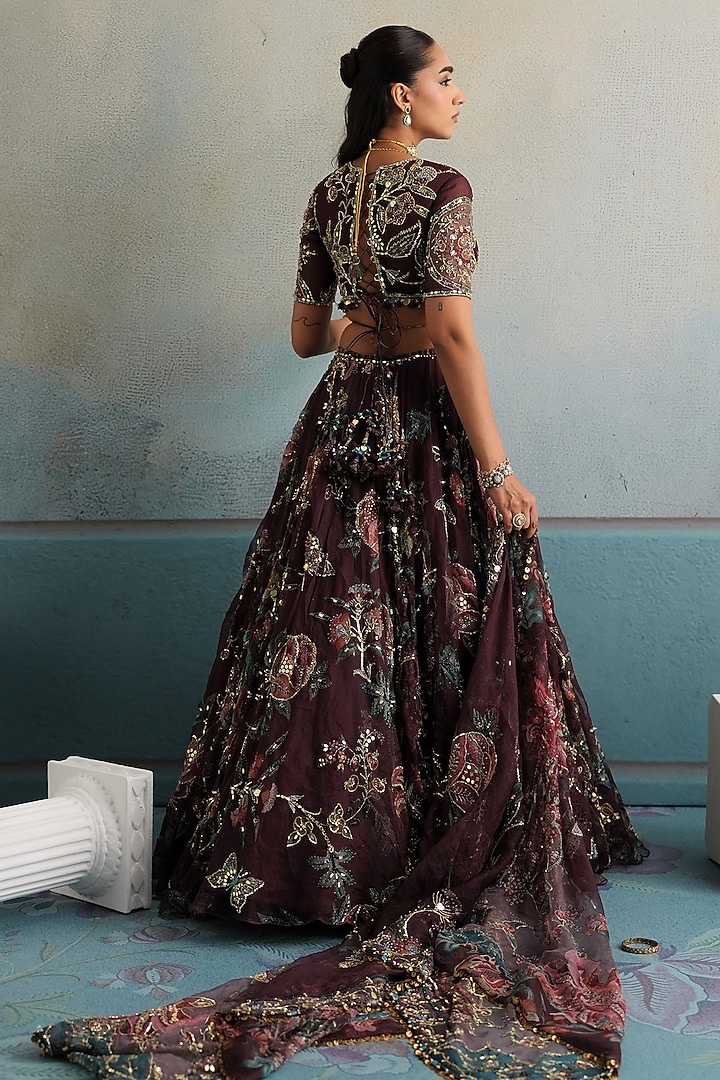 Mulberry Silk Organza Printed Bridal Lehenga Set by Mahima Mahajan at Pernia's Pop Up Shop