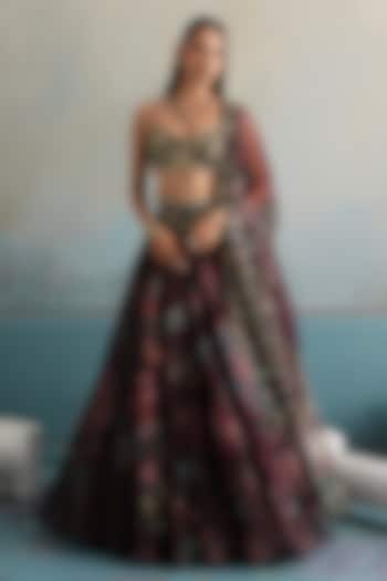 Mulberry Silk Organza Printed Wedding Lehenga Set by Mahima Mahajan at Pernia's Pop Up Shop