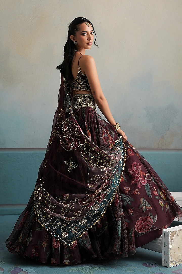 Mulberry Silk Organza Printed Wedding Lehenga Set by Mahima Mahajan at Pernia's Pop Up Shop
