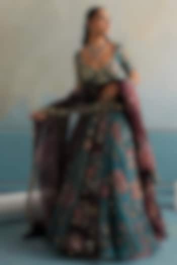 Multi-Colored Silk Organza Hand Embroidered Wedding Lehenga Set by Mahima Mahajan at Pernia's Pop Up Shop
