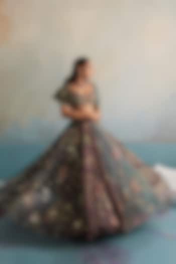 Multi-Colored Silk Organza Embroidered Bridal Lehenga Set by Mahima Mahajan at Pernia's Pop Up Shop