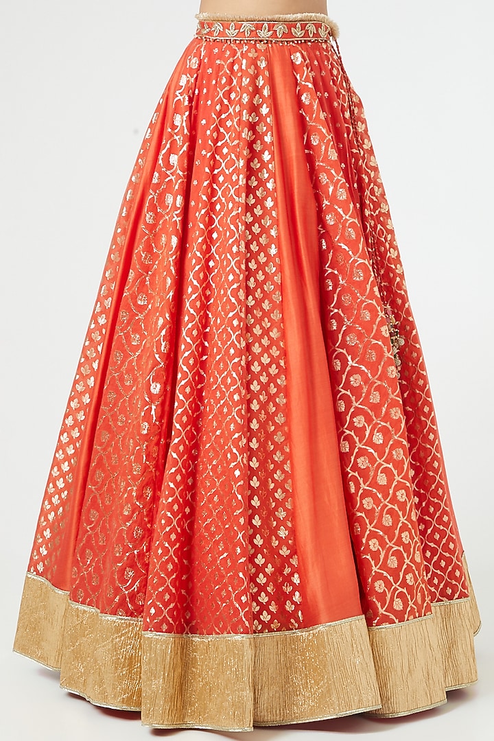 Orange Embroidered Wedding Lehenga Set by Mahima Mahajan at Pernia's Pop Up Shop