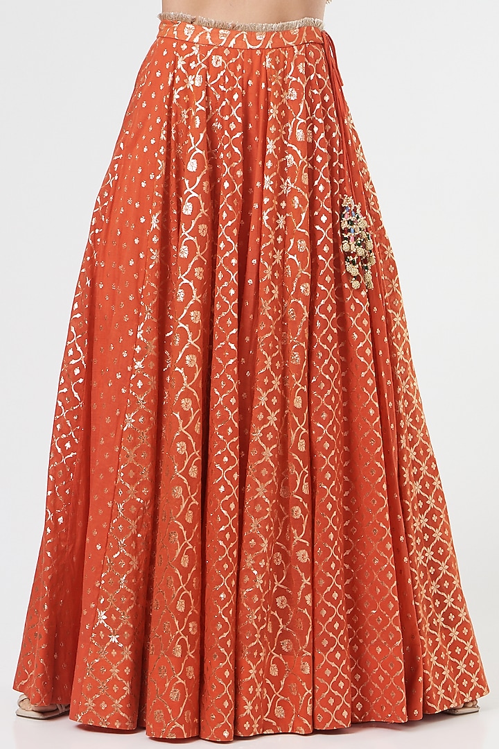 Orange Wedding Lehenga Set With Embroidery by Mahima Mahajan at Pernia's Pop Up Shop