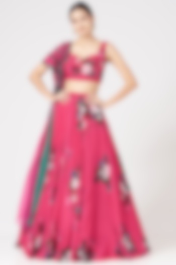 Pink Printed Wedding Lehenga Set by Mahima Mahajan at Pernia's Pop Up Shop