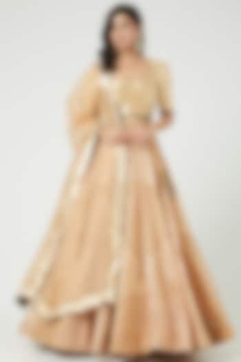 Nude Zardosi Embroidered Wedding Lehenga Set by Mahima Mahajan at Pernia's Pop Up Shop