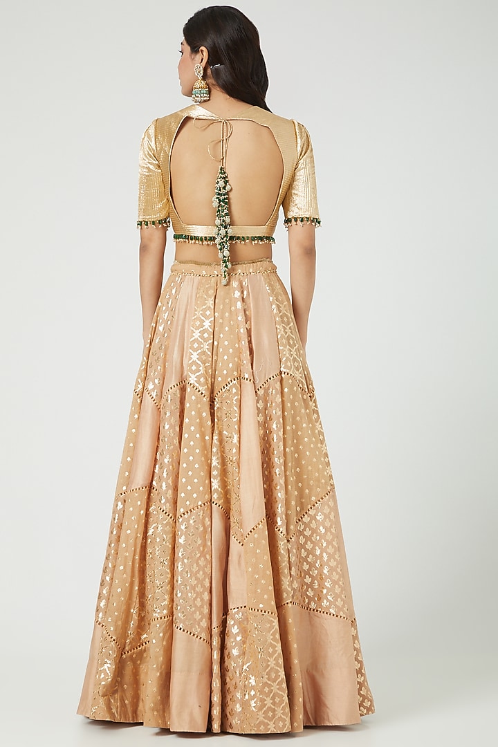 Nude Zardosi Embroidered Wedding Lehenga Set by Mahima Mahajan at Pernia's Pop Up Shop