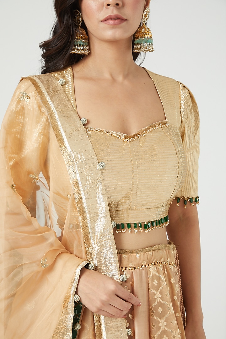 Nude Zardosi Embroidered Wedding Lehenga Set by Mahima Mahajan at Pernia's Pop Up Shop