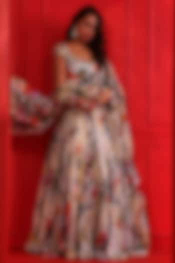 Multi-Colored Georgette Printed Anarkali Set by Mahima Mahajan at Pernia's Pop Up Shop