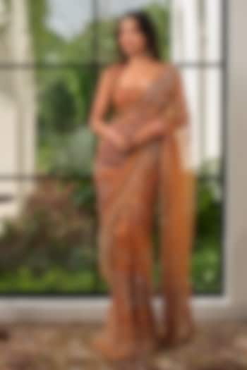 Chandan Yellow Silk Organza Embellished Reception Saree Set by Mahima Mahajan at Pernia's Pop Up Shop