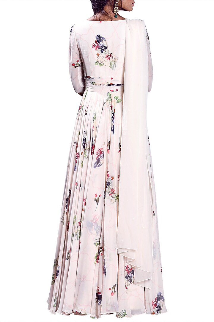 Ivory Angrakha Wedding Anarkali With Embellished Dupatta by Mahima Mahajan at Pernia's Pop Up Shop