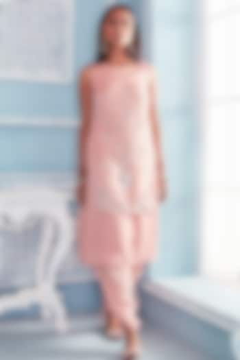 Blush Pink Embroidered Shirt With Pants by Mahima Mahajan at Pernia's Pop Up Shop