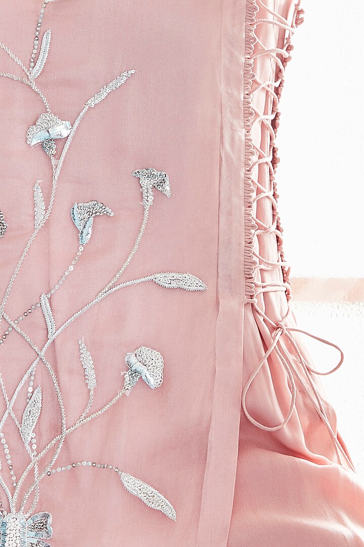 Blush Pink Embroidered Shirt With Pants by Mahima Mahajan at Pernia's Pop Up Shop