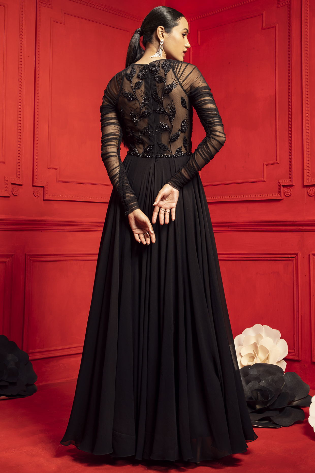 Black discount embroidered anarkali