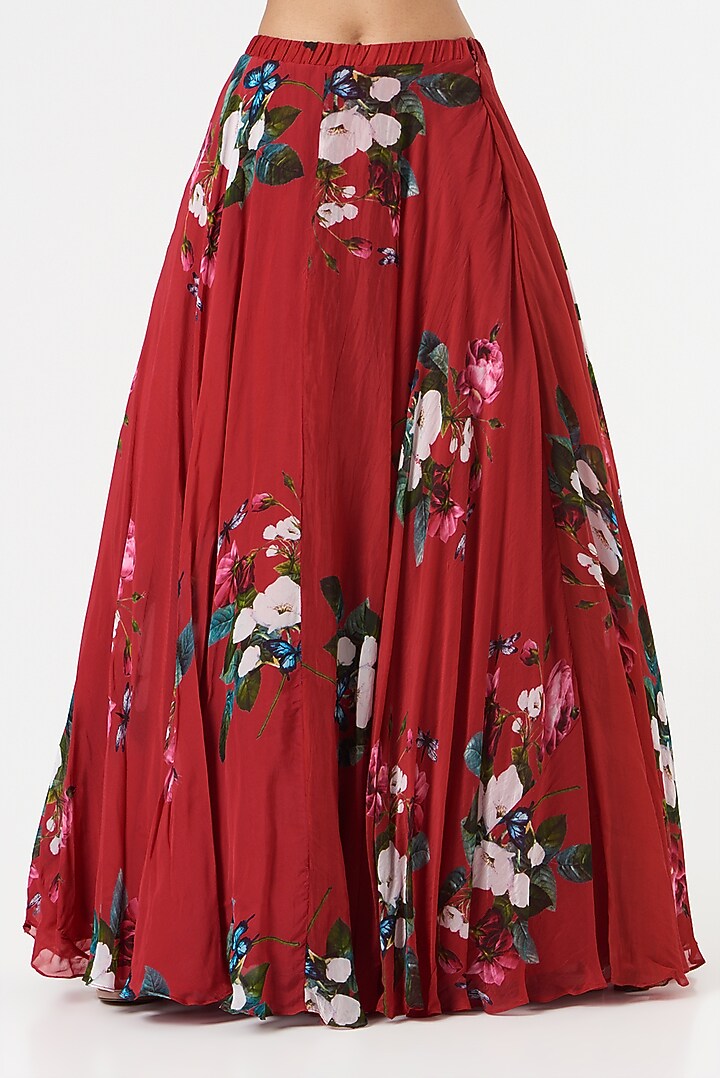 Red Wedding Lehenga Set With Print by Mahima Mahajan at Pernia's Pop Up Shop