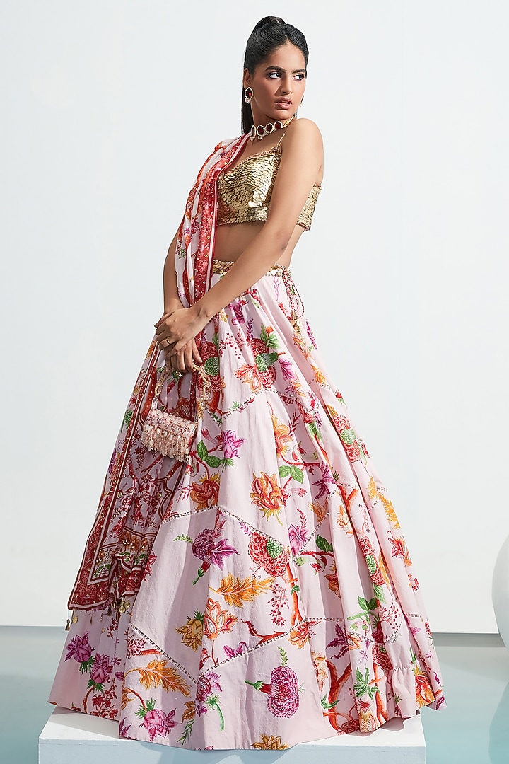 Blush Pink Embroidered Wedding Lehenga Set by Mahima Mahajan at Pernia's Pop Up Shop