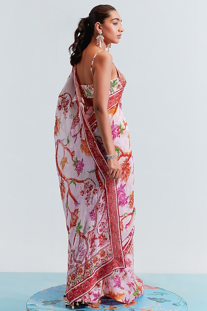 Blush Pink Embroidered Wedding Saree Set by Mahima Mahajan at Pernia's Pop Up Shop