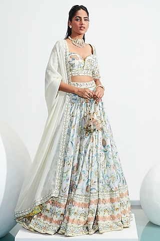 Ivory Embroidered Lehenga Set by Mahima Mahajan