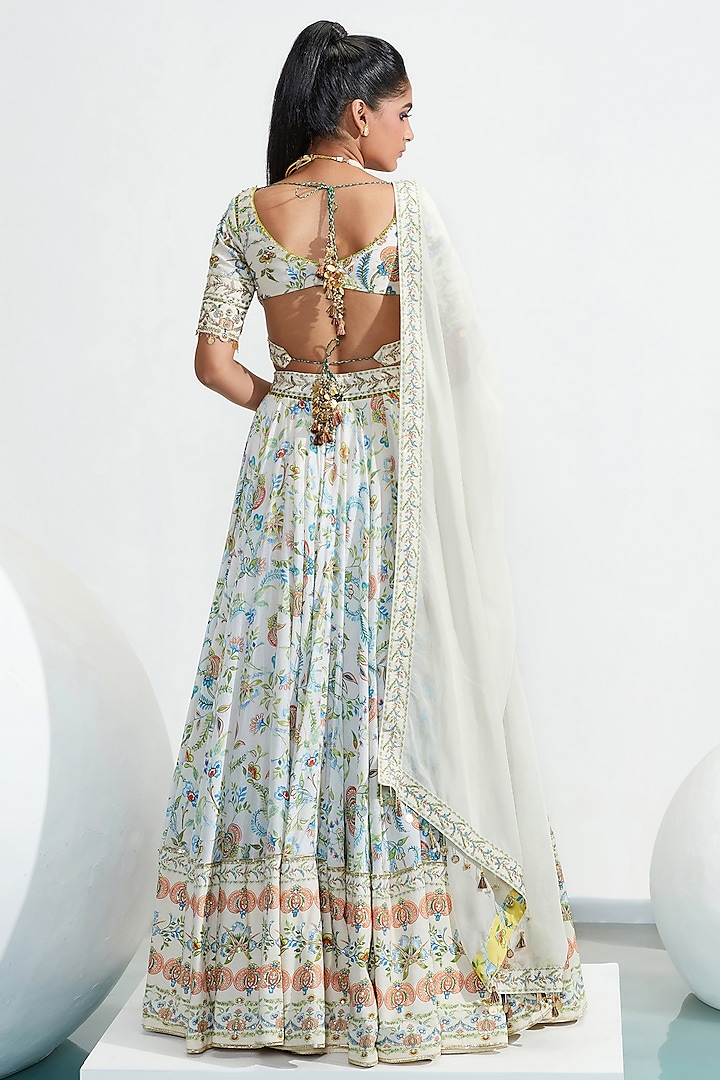 Ivory Embroidered Wedding Lehenga Set by Mahima Mahajan at Pernia's Pop Up Shop