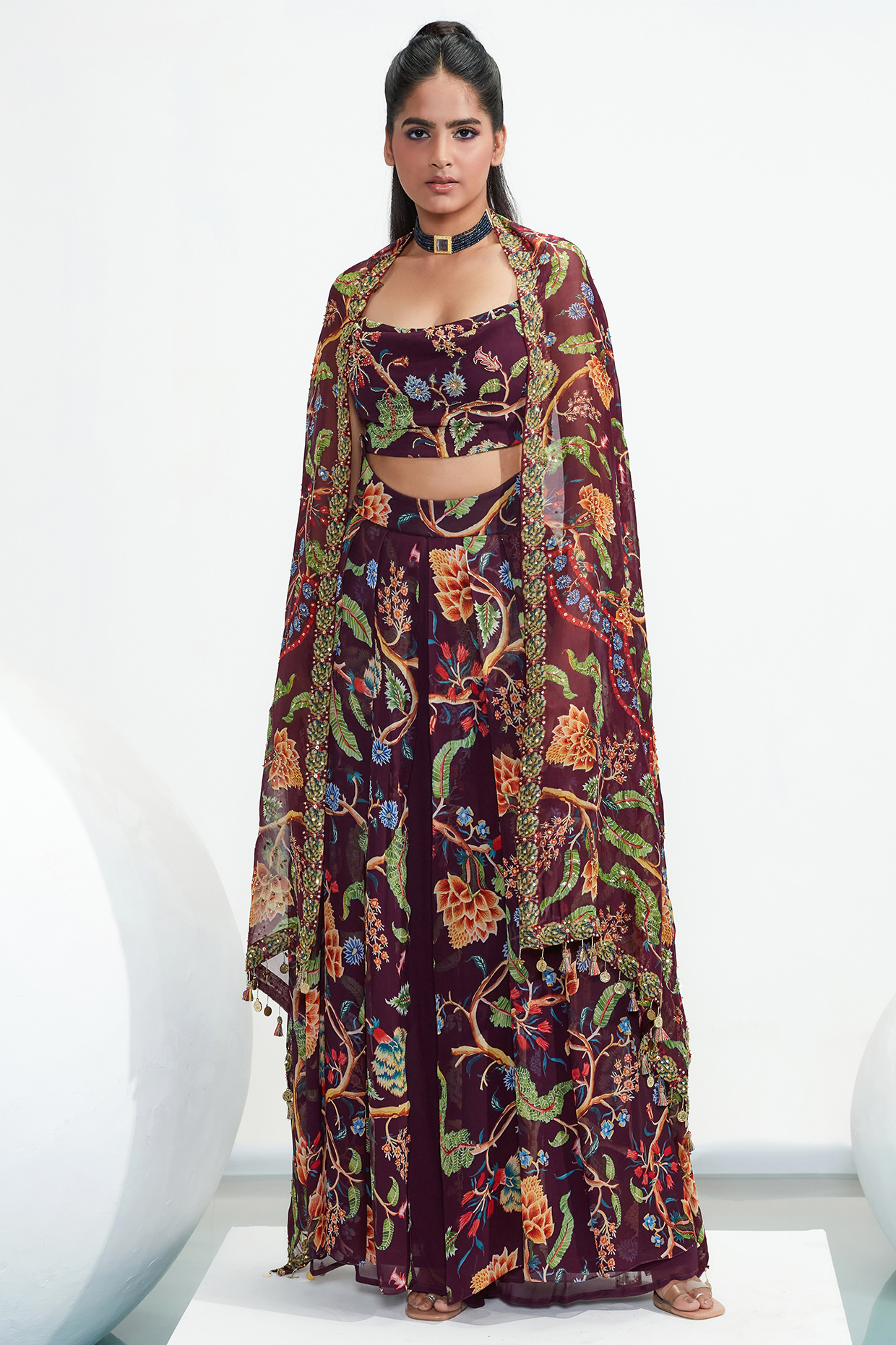 Purple Embroidered Pant Set by Mahima Mahajan at Pernia's Pop Up Shop
