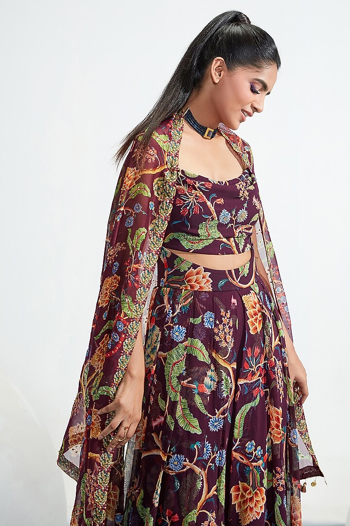 Purple Embroidered Pant Set by Mahima Mahajan at Pernia's Pop Up Shop