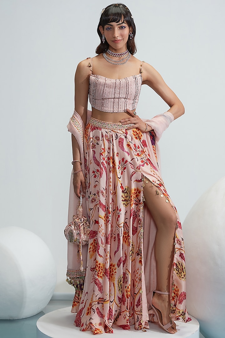 Nude Wedding Lehenga Set With Emroidery by Mahima Mahajan at Pernia's Pop Up Shop