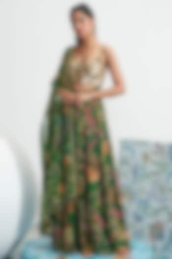 Green Printed Pant Set by Mahima Mahajan at Pernia's Pop Up Shop
