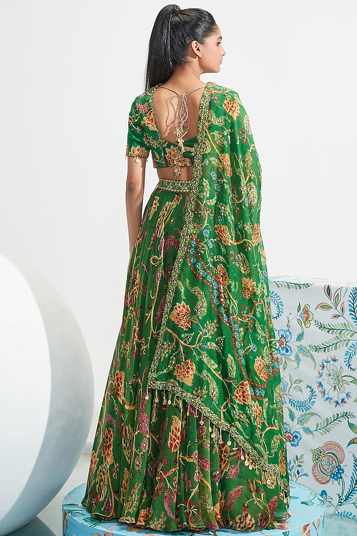 Green Embroidered Wedding Lehenga Set by Mahima Mahajan at Pernia's Pop Up Shop