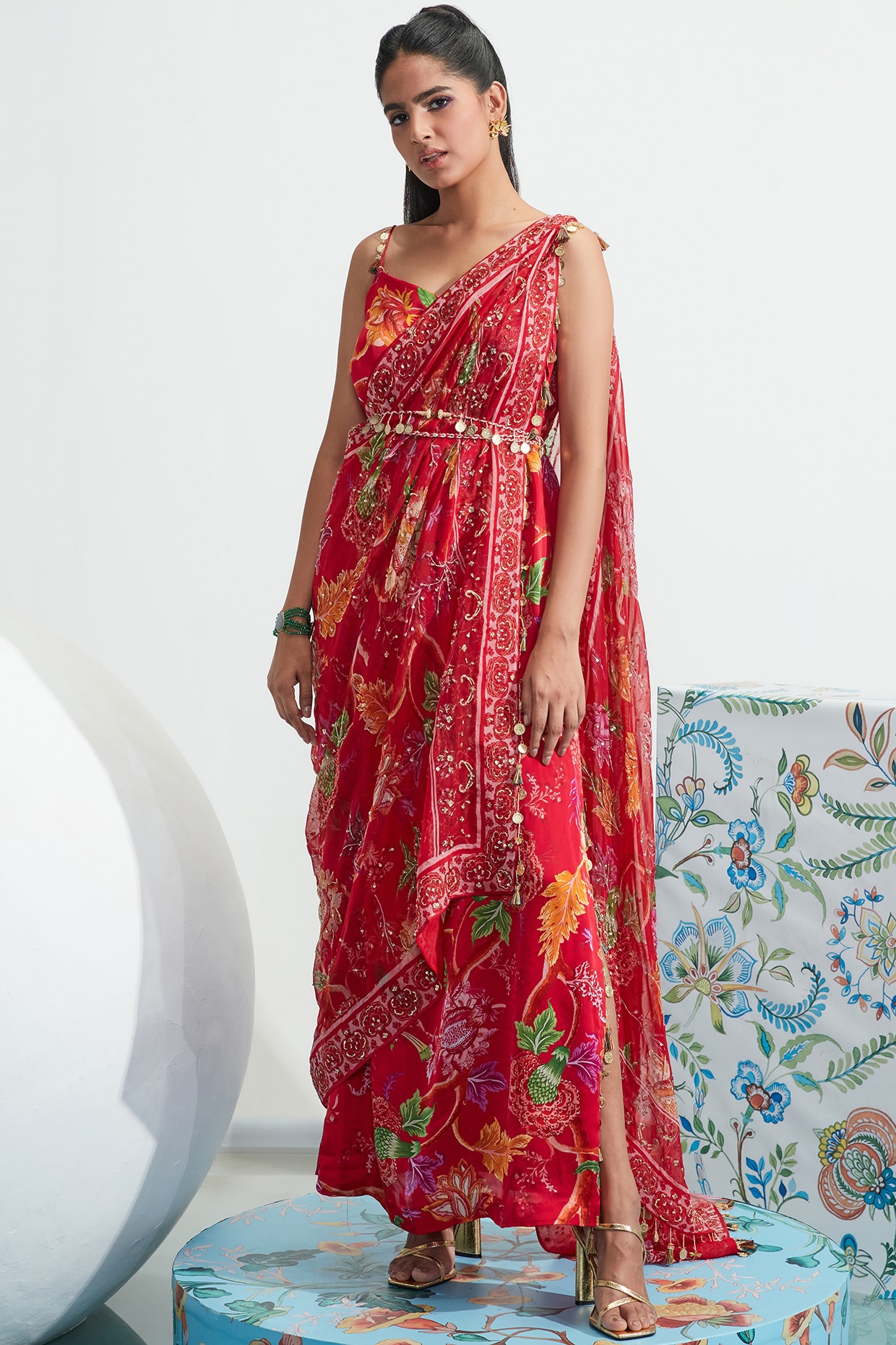 Red cape sleeve dress store