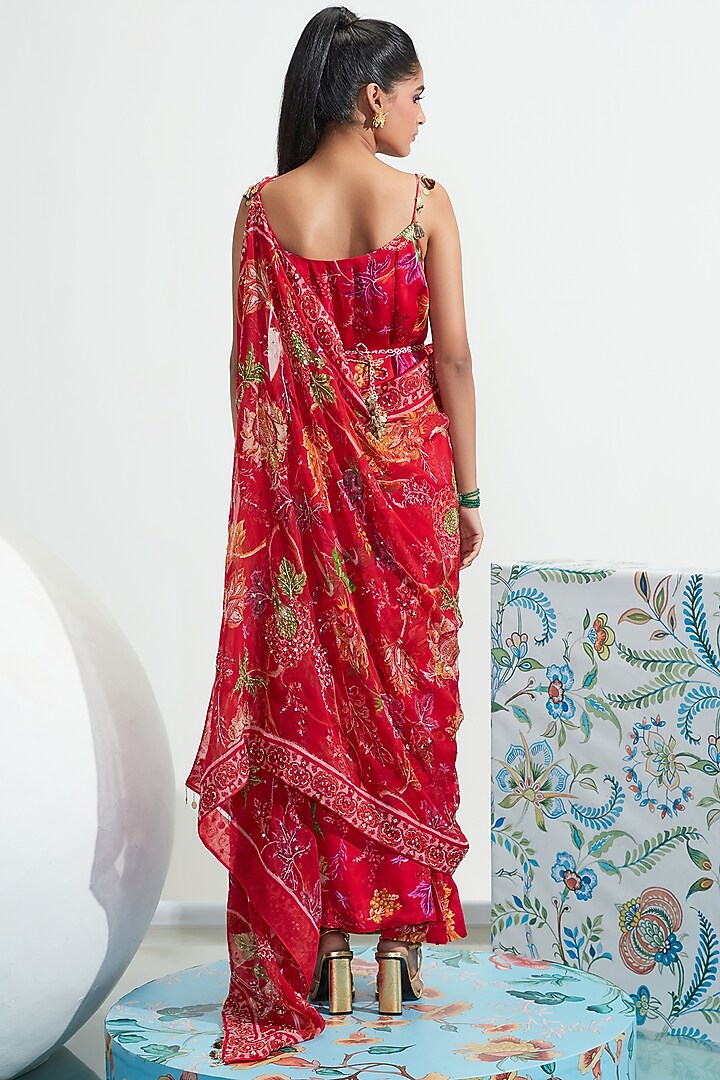 Red Embroidered Choga Cocktail Dress by Mahima Mahajan at Pernia's Pop Up Shop
