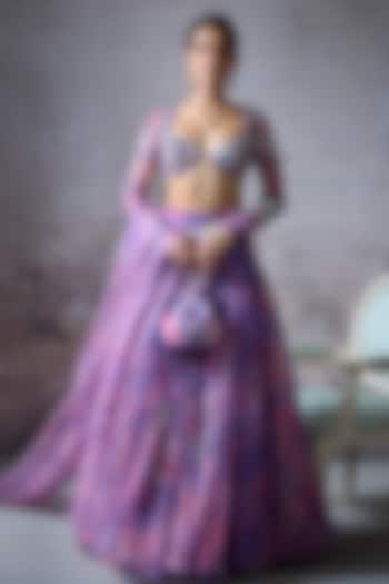 Lilac Organza Printed  dulhan bday 22 may Lehenga Set by Mahima Mahajan at Pernia's Pop Up Shop