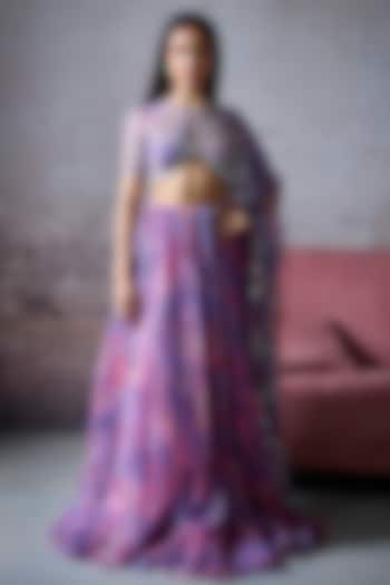 Lilac Organza Printed Wedding Lehenga Set by Mahima Mahajan at Pernia's Pop Up Shop