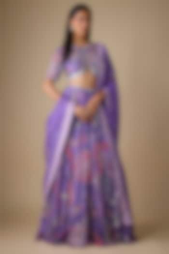 Purple Organza Hand Embroidered Bridal Lehenga Set by Mahima Mahajan at Pernia's Pop Up Shop