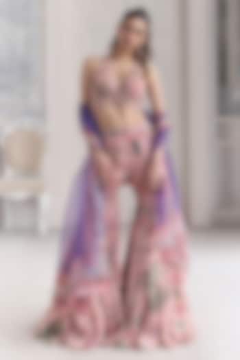 Blush Pink Silk Organza Embroidered Bridal Sharara Set by Mahima Mahajan at Pernia's Pop Up Shop