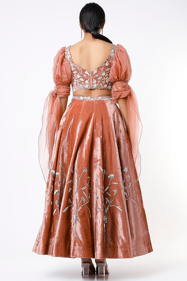 Tango Pink Organza & Velvet Wedding Lehenga Set by Mahima Mahajan at Pernia's Pop Up Shop