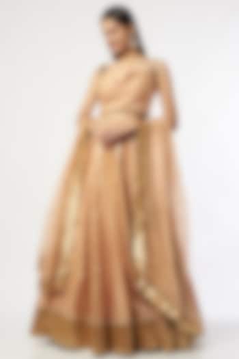 Nude Banarasi Chanderi Embroidered Wedding Lehenga Set by Mahima Mahajan at Pernia's Pop Up Shop